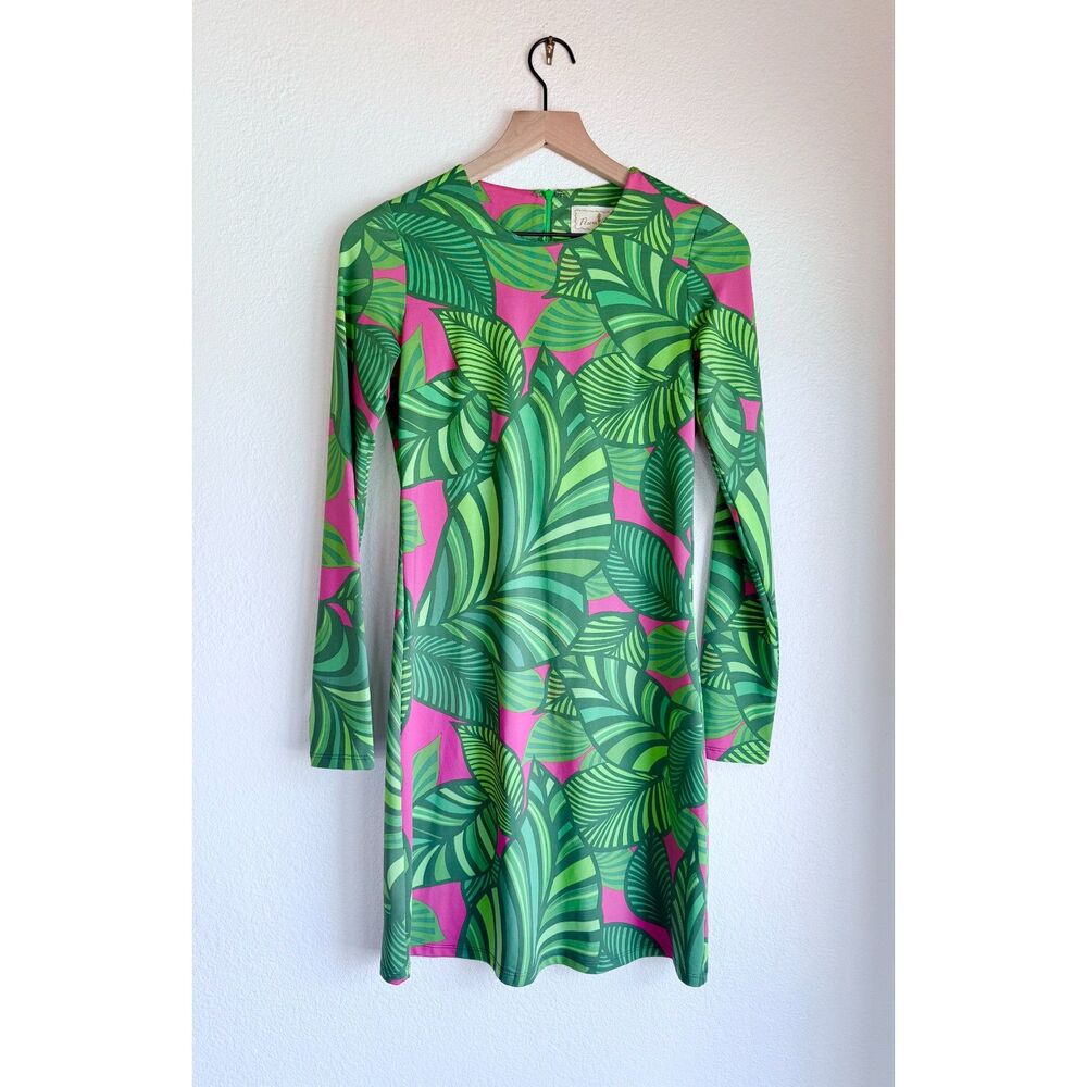 NEW Flora Bea Morgan Long Sleeve Shift Dress in Farm Valley Pink Tropical Size S - Picture 4 of 13